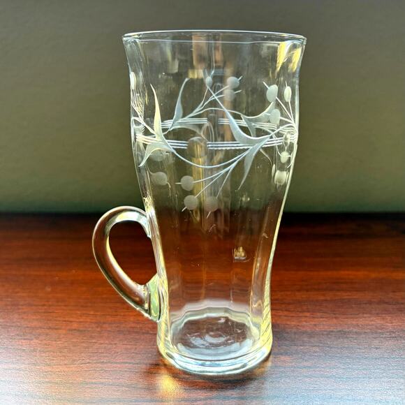 Set of 6 Antique Crystal Irish Coffee Mugs Etched Elegant Hot Toddy Glasses 10oz - Picture 2 of 11